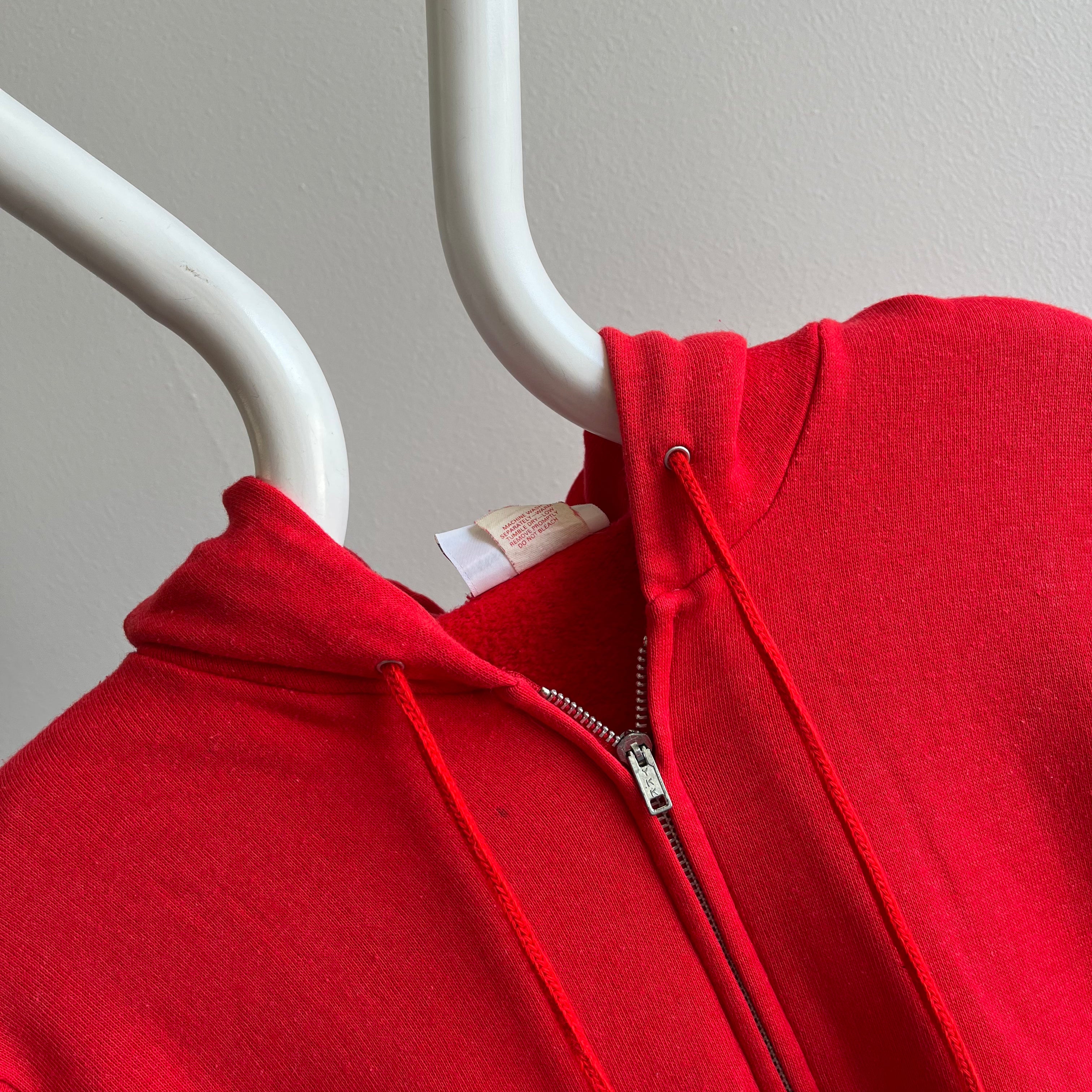 1980s Red Zip Up Hoodie