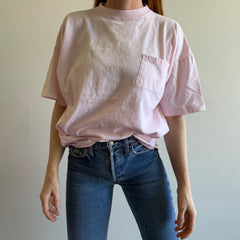 1990/00s Faded Washed Pale Pink Boxy Cotton Pocket T-Shirt