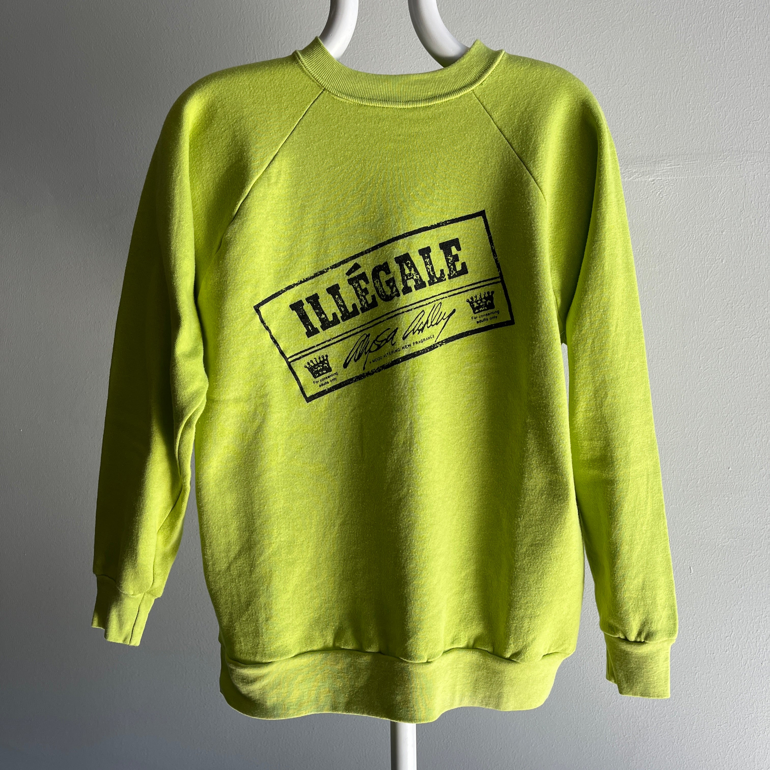 1989 Illegale Alyssa Ashley Fragrance Lime Green Advertising Sweatshirt