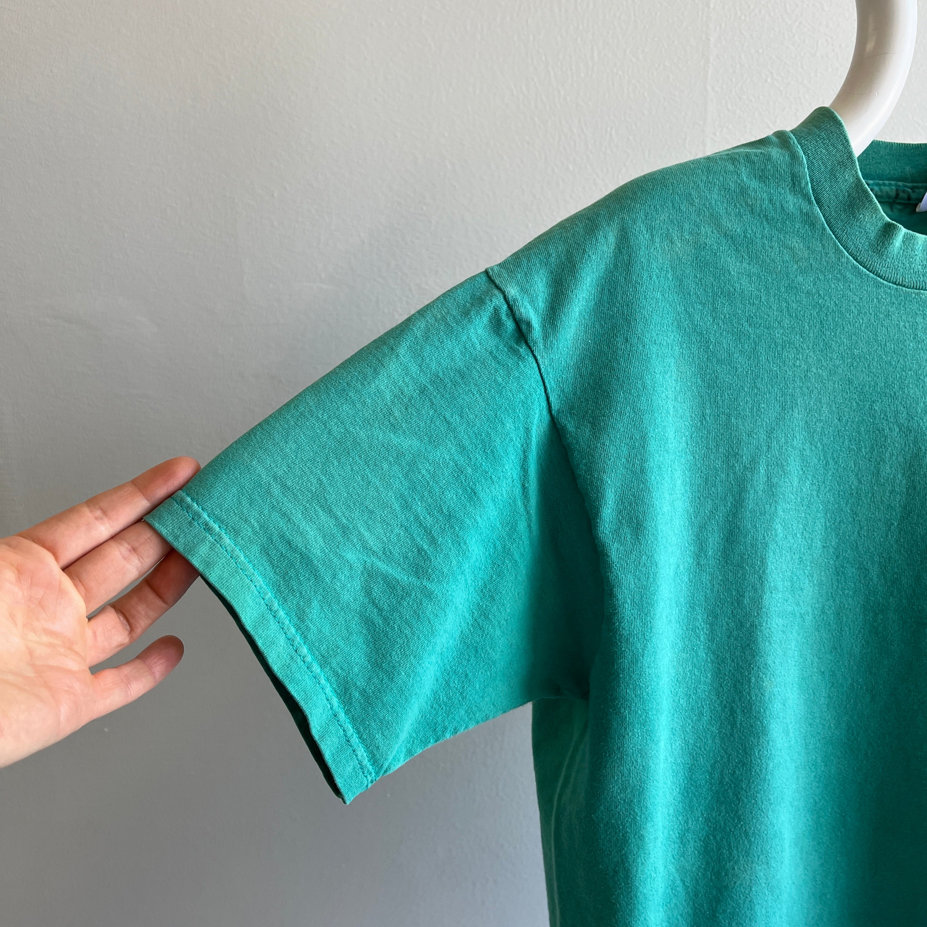 1990s Bleach Stained Teal Pocket T-Shirt by BVD