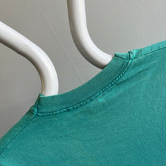 1990s Bleach Stained Teal Pocket T-Shirt by BVD