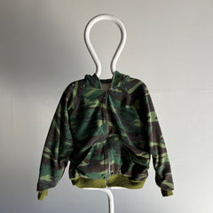 Sweat à capuche zippé camouflage épais des années 1970