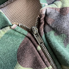 Sweat à capuche zippé camouflage épais des années 1970