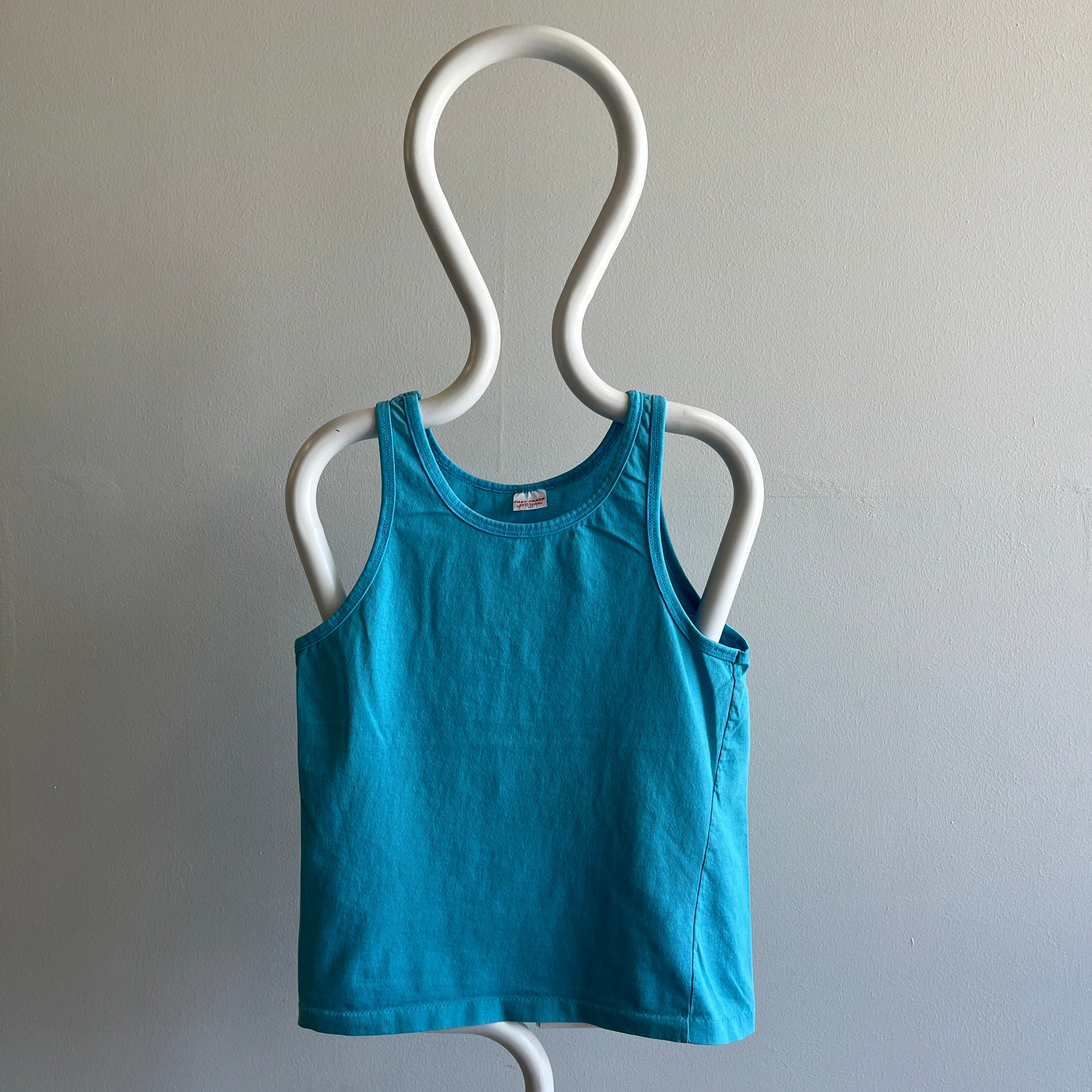 1980s Teal Blue Smaller Sized Tank Top by Fast Track