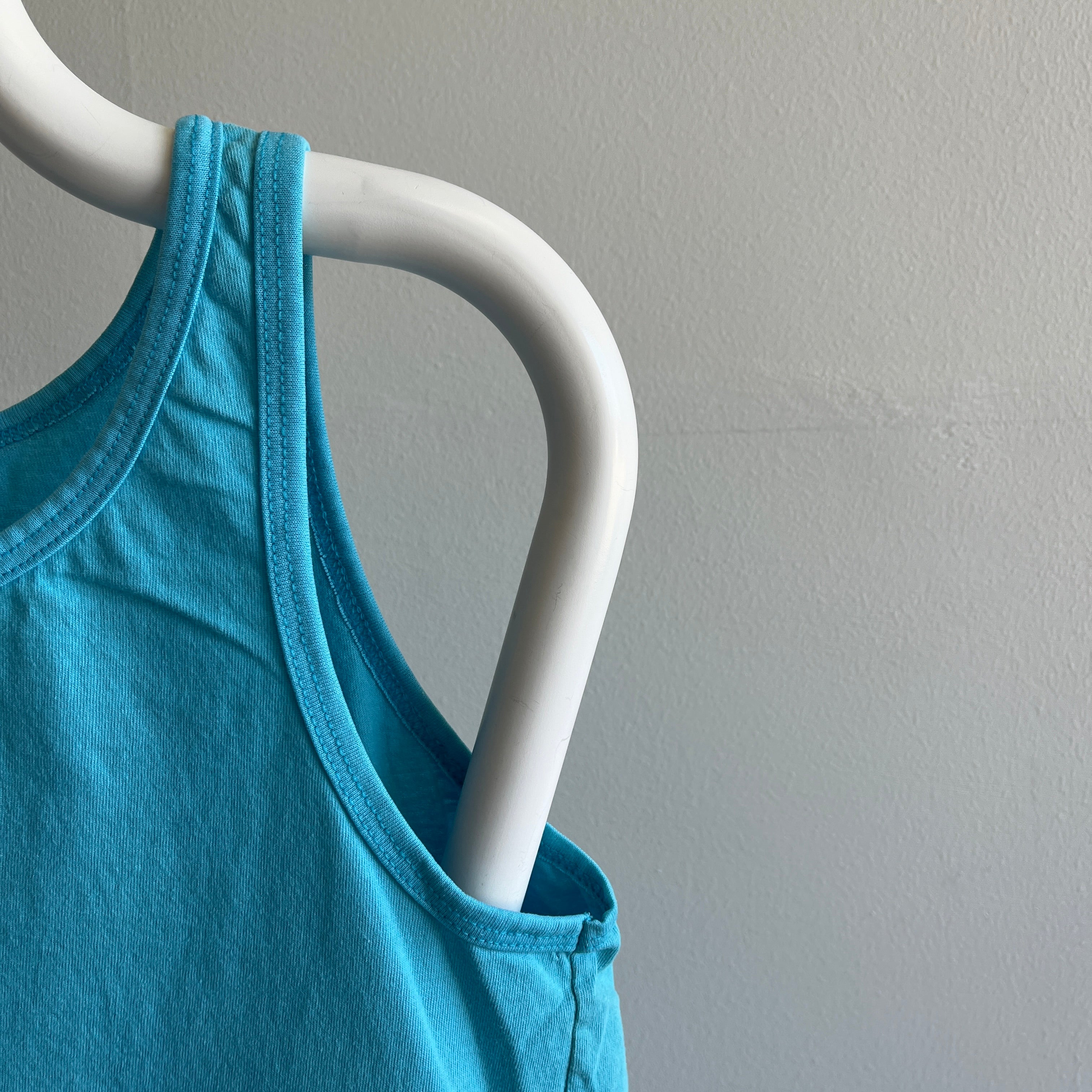 1980s Teal Blue Smaller Sized Tank Top by Fast Track