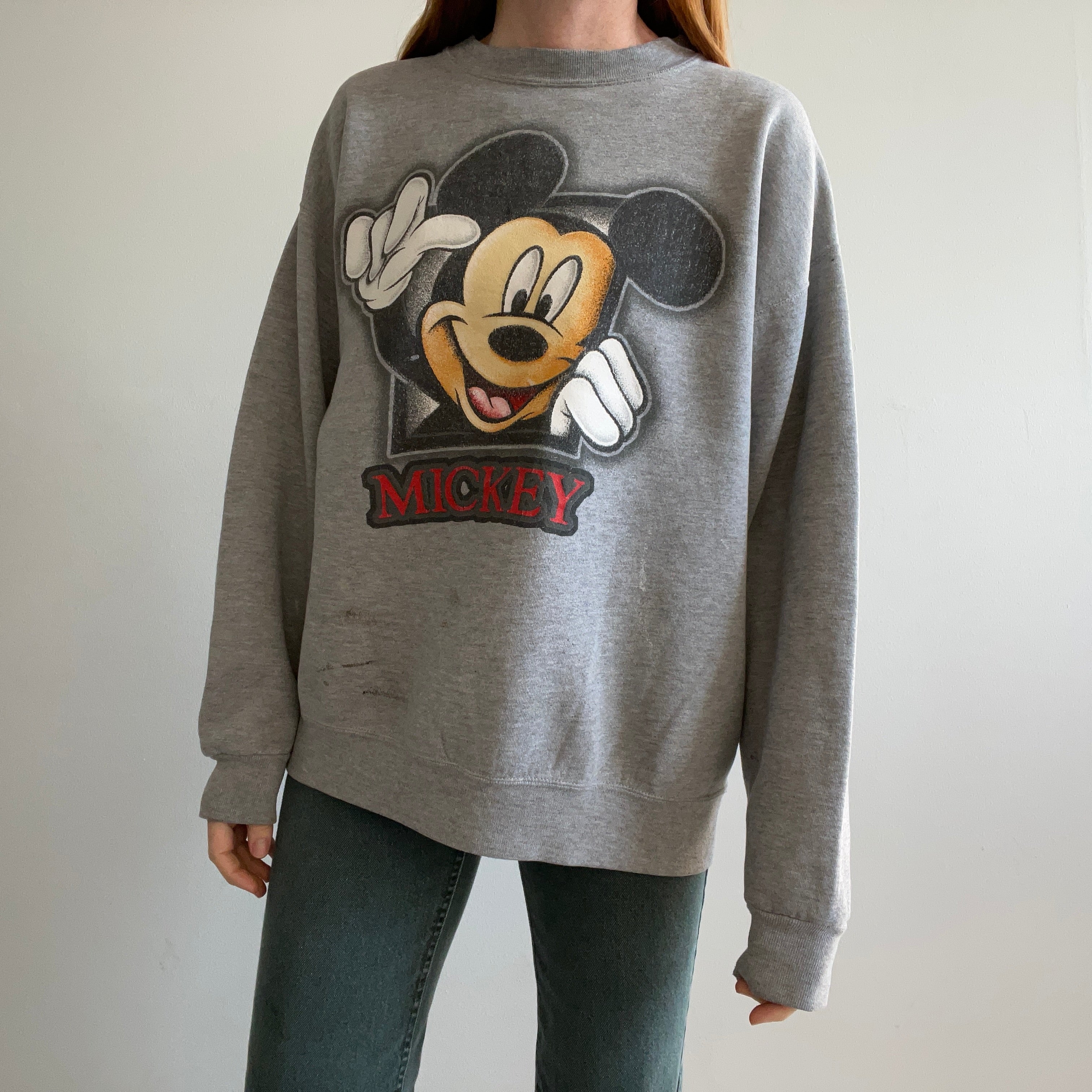 1990s Mickey Paint Stained Sweatshirt