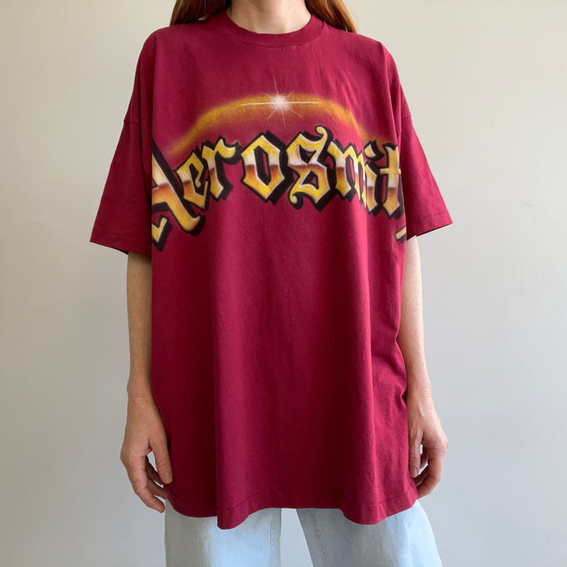 1990s DIY Airbrush Oversized Aerosmith T-Shirt - Single Stitch FOTL Best