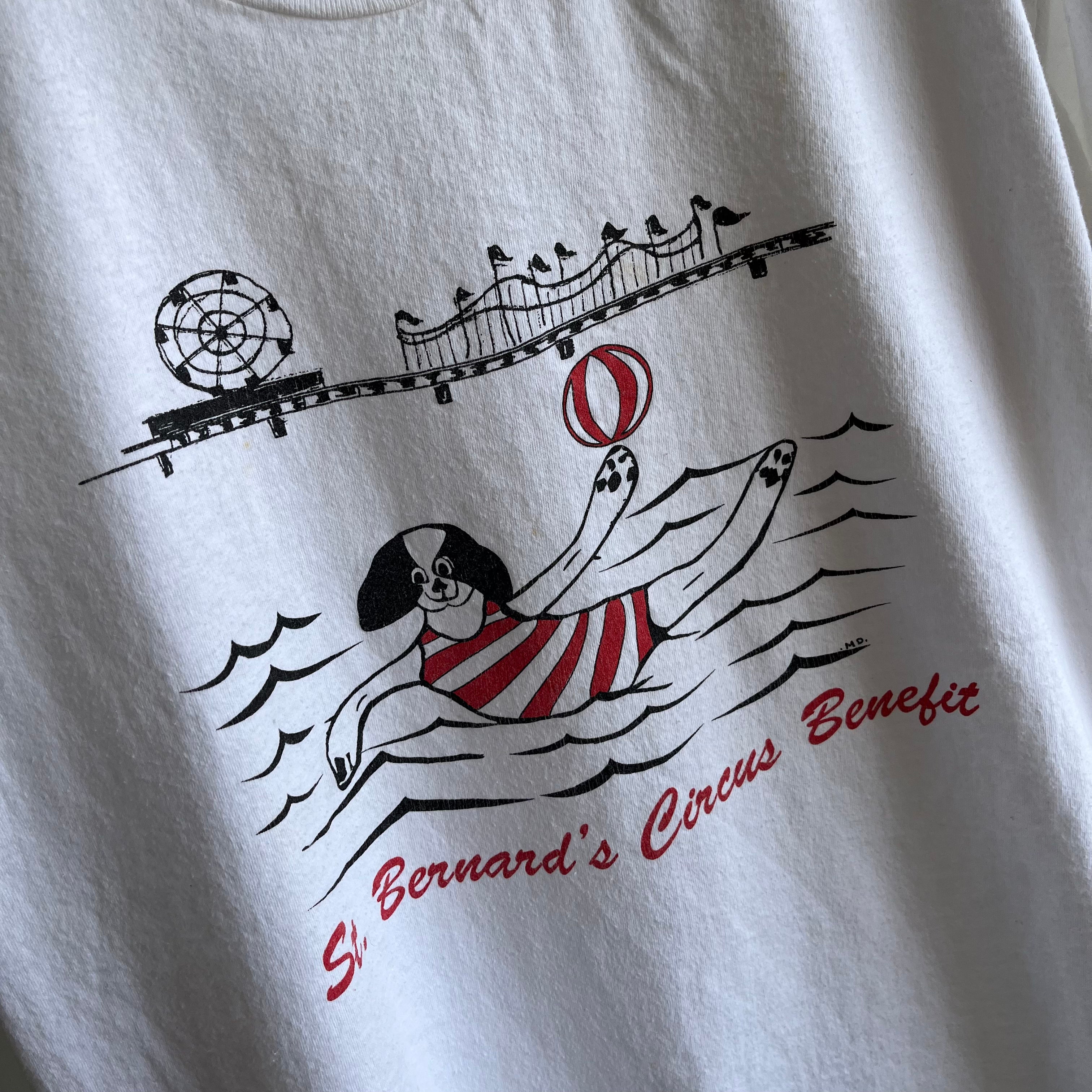 1980s St. Bernard's Circus Benefit Front and Back T-Shirt - WOWOWOWOW