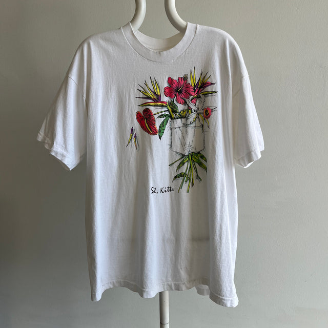 1980s St. Kitts Trompe L'oeil Tourist T-Shirt