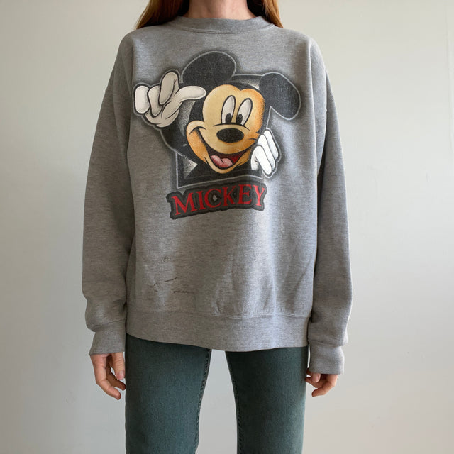 Sweat-shirt teinté de peinture Mickey des années 1990