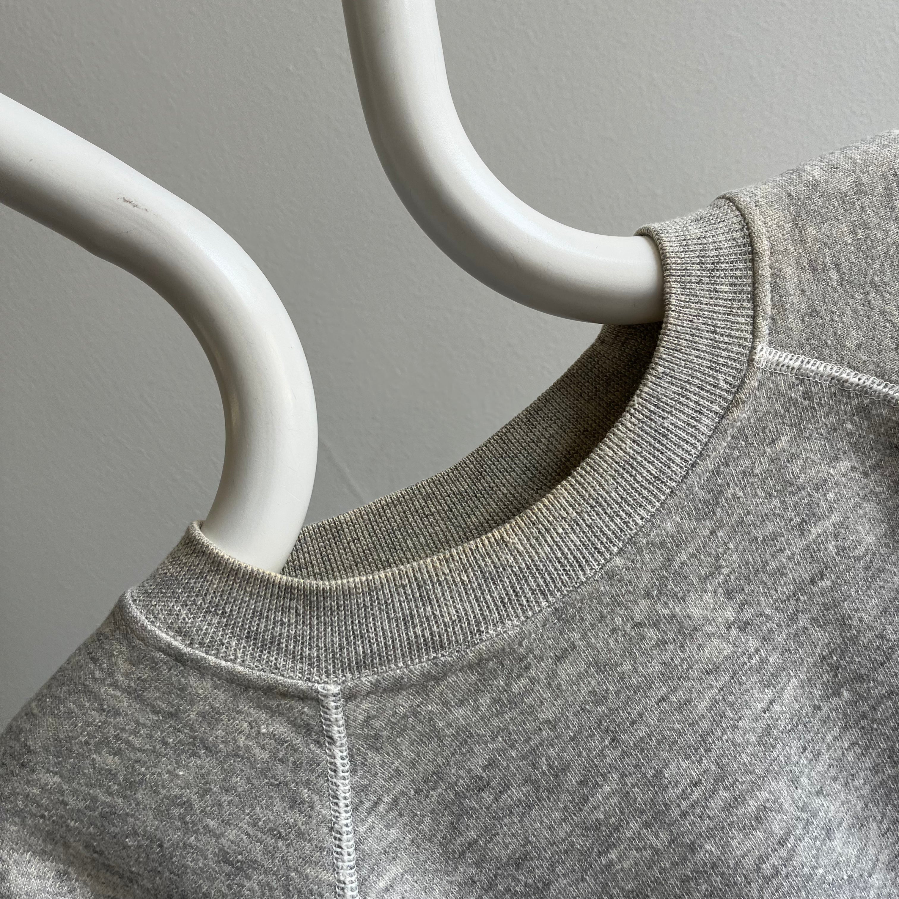 1980s Nicely Aged Blank Gray Raglan by Hanes