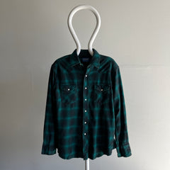 1990s Green and Black Wrangler Western Flannel