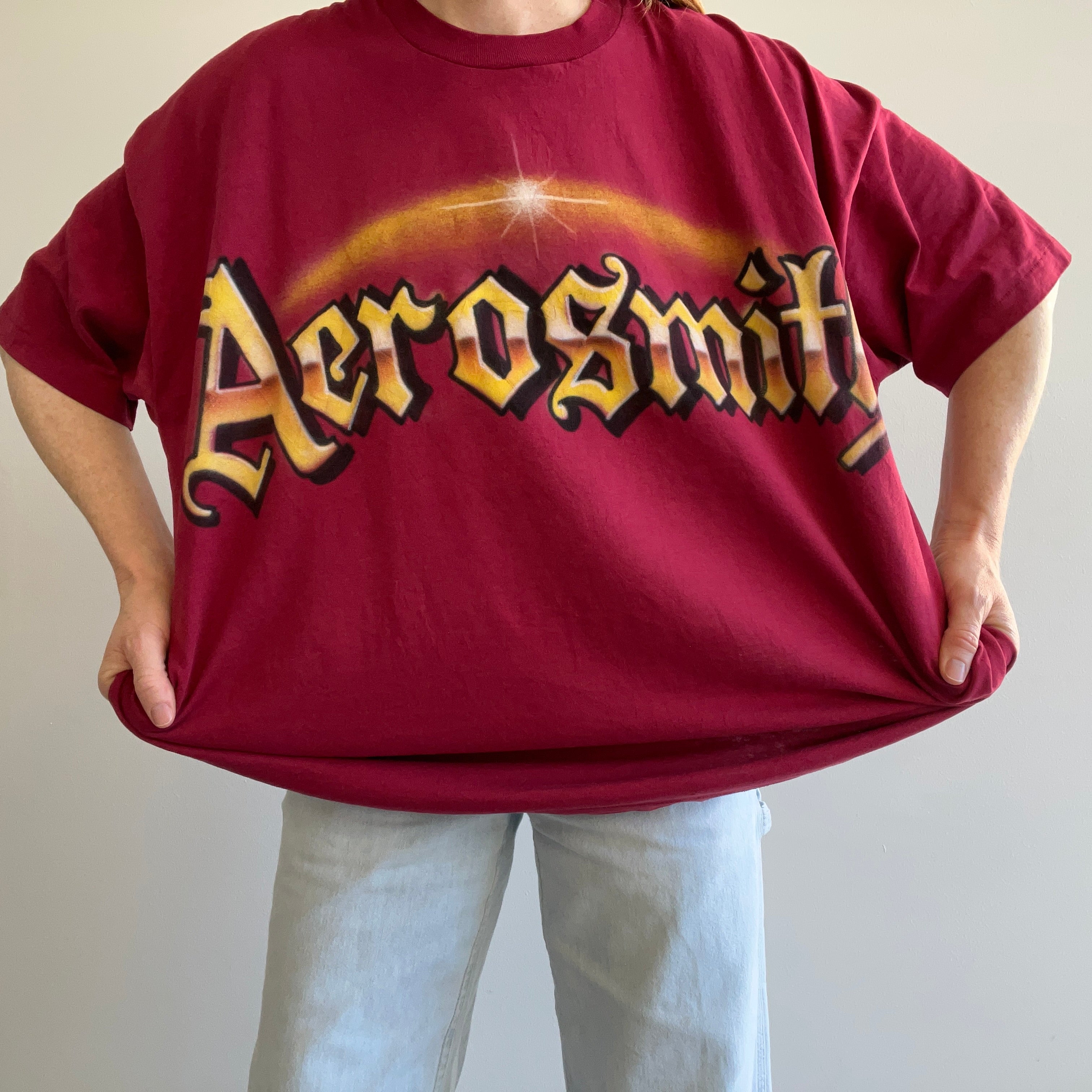 T-shirt Aerosmith surdimensionné pour aérographe bricolage des années 1990 - Point unique FOTL Best