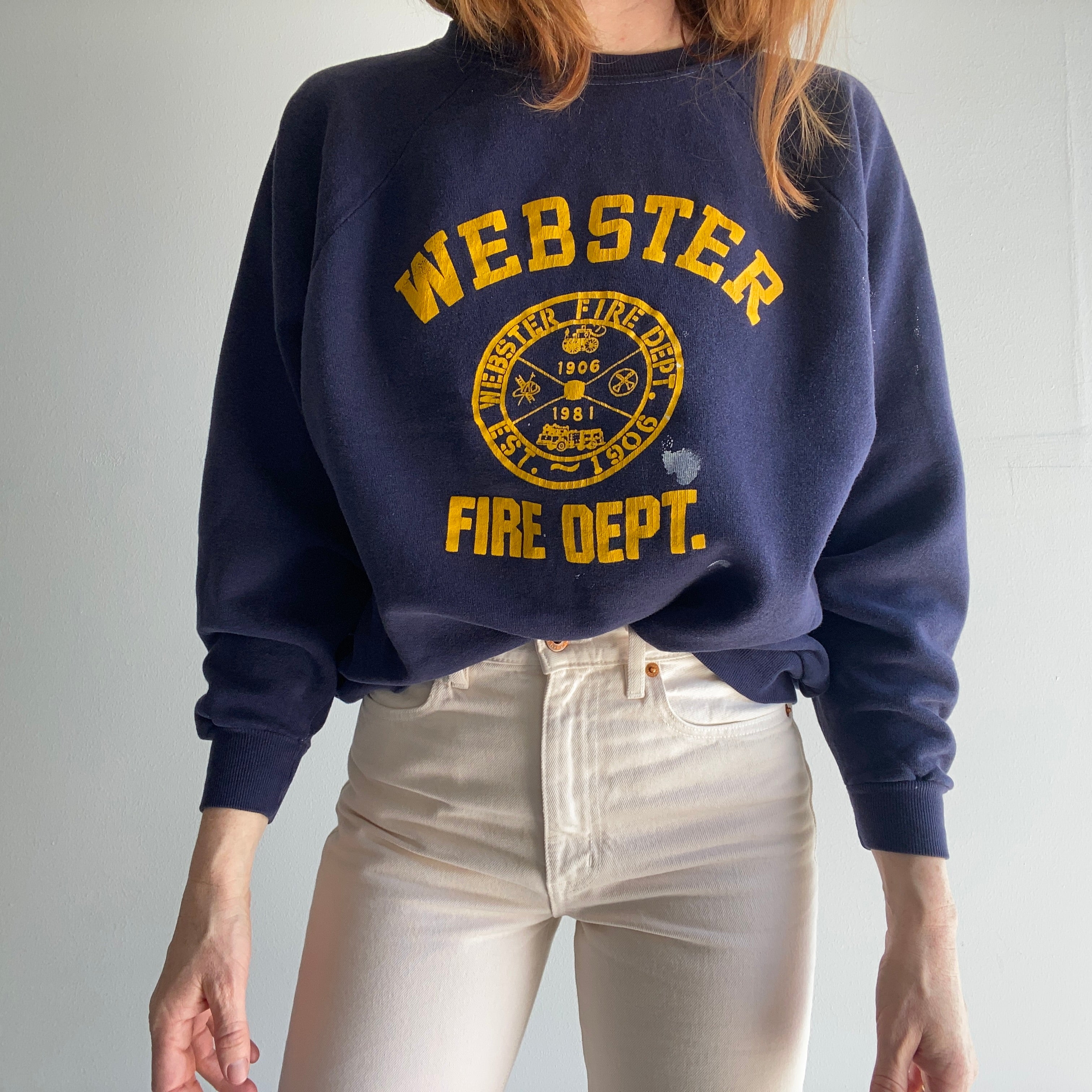 1981 Webster Fire Department Paint Stained Raglan