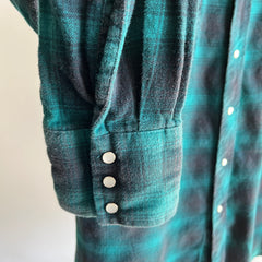 1990s Green and Black Wrangler Western Flannel