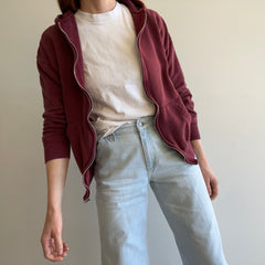 1980s Delightful Burgundy Zip Up Hoodie