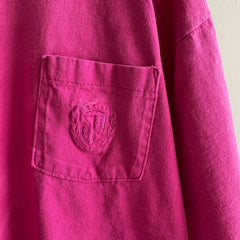 1990s Oversized Magenta Pink Pocket T-Shirt with Fade Marks