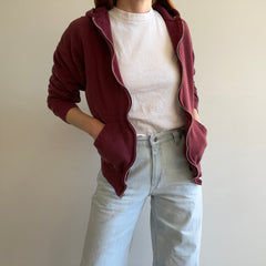 1980s Delightful Burgundy Zip Up Hoodie