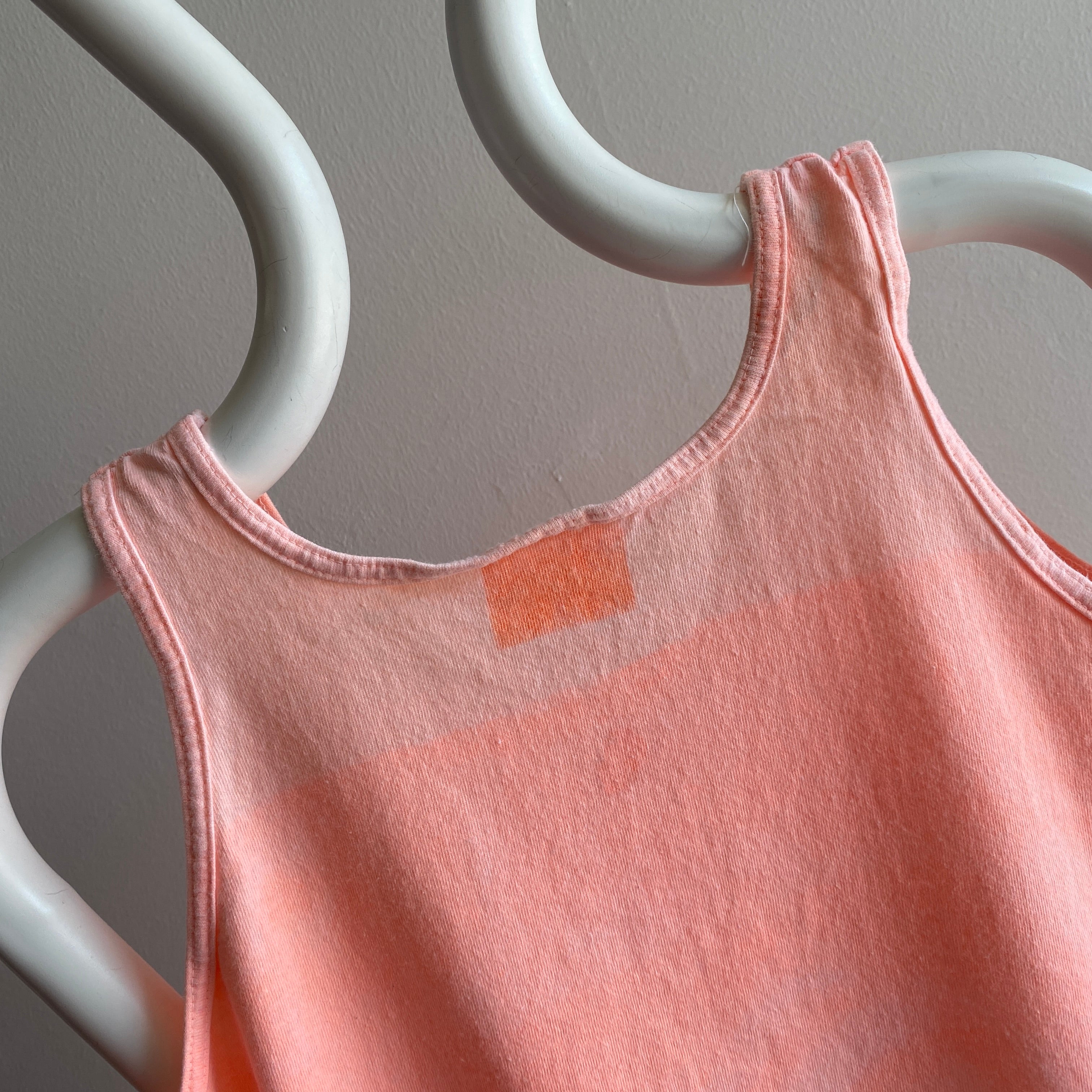 1989 Faded Neon Orange Volleyball Tank - Fold Fades