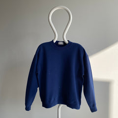 1990s Lee Brand Heavier Gauge Paint Stained Blank Navy Sweatshirt