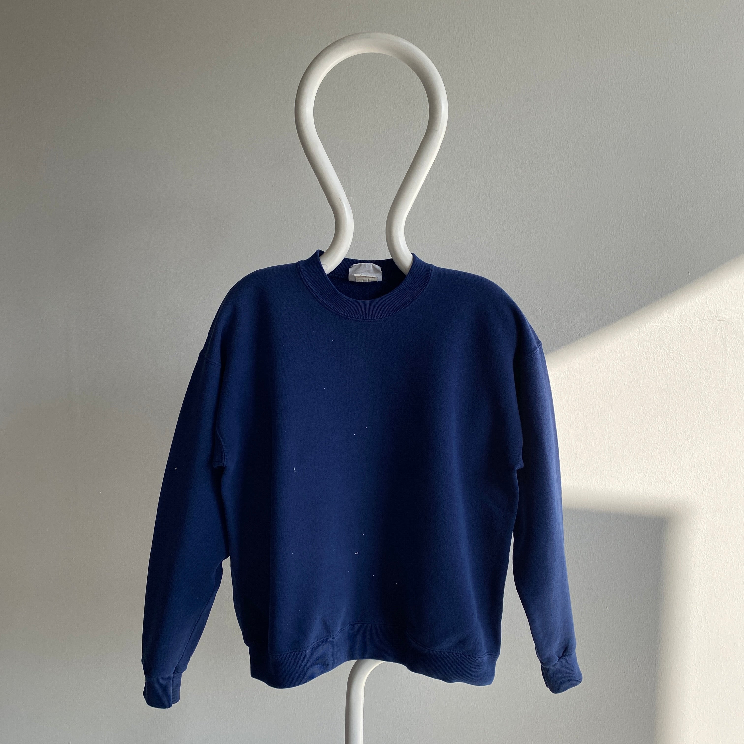 1990s Lee Brand Heavier Gauge Paint Stained Blank Navy Sweatshirt