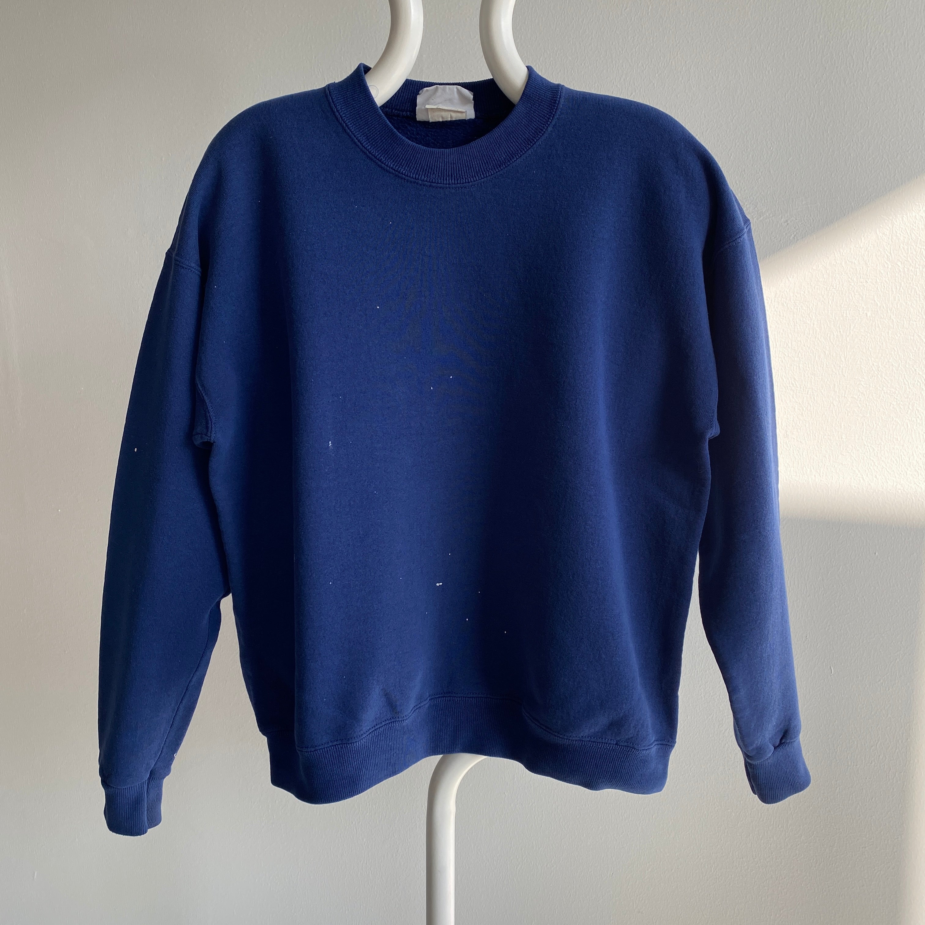 1990s Lee Brand Heavy Gauge Paint Stained Blank Navy Sweatshirt