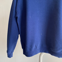 1990s Lee Brand Heavy Gauge Paint Stained Blank Navy Sweatshirt
