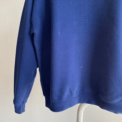 1990s Lee Brand Heavier Gauge Paint Stained Blank Navy Sweatshirt