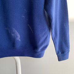 1990s Lee Brand Heavier Gauge Paint Stained Blank Navy Sweatshirt
