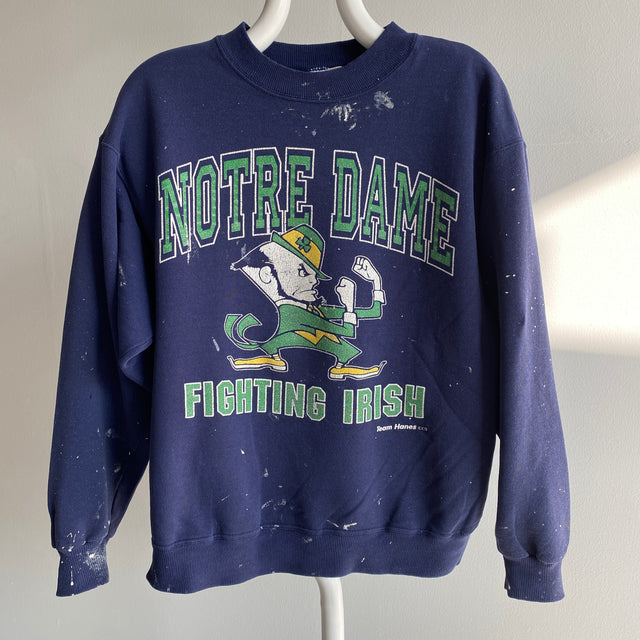 1990s Notre Dame University Paint Stained Champion par Hanes Sweatshirt