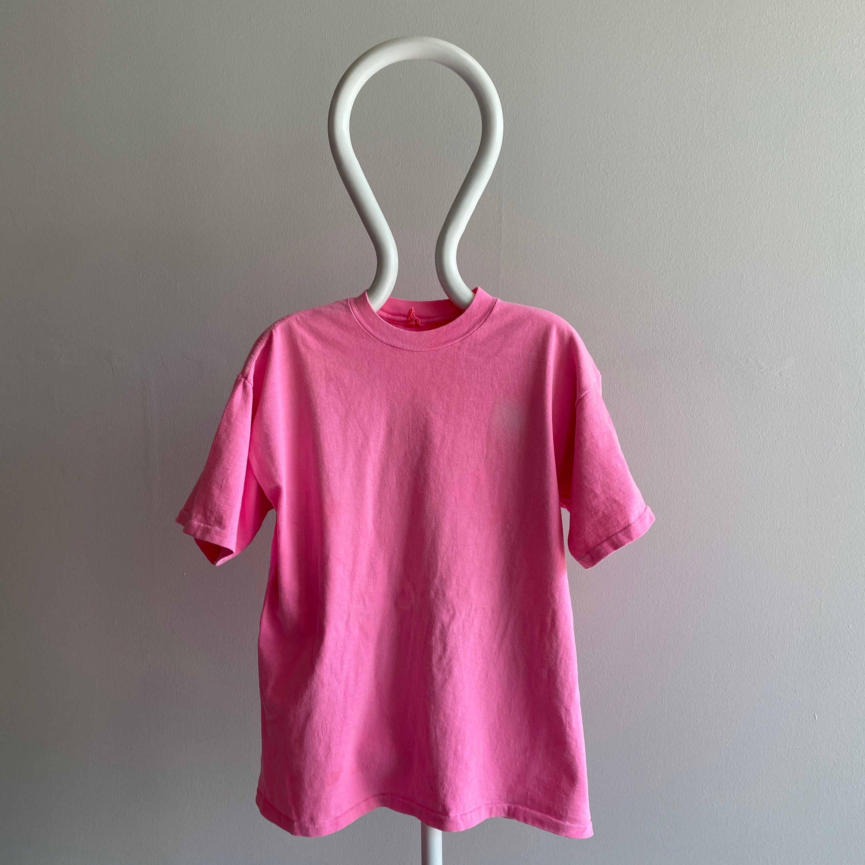 1980/90s Heavy Cotton HOT faded Pink Blank T-Shirt – Red Vintage Co