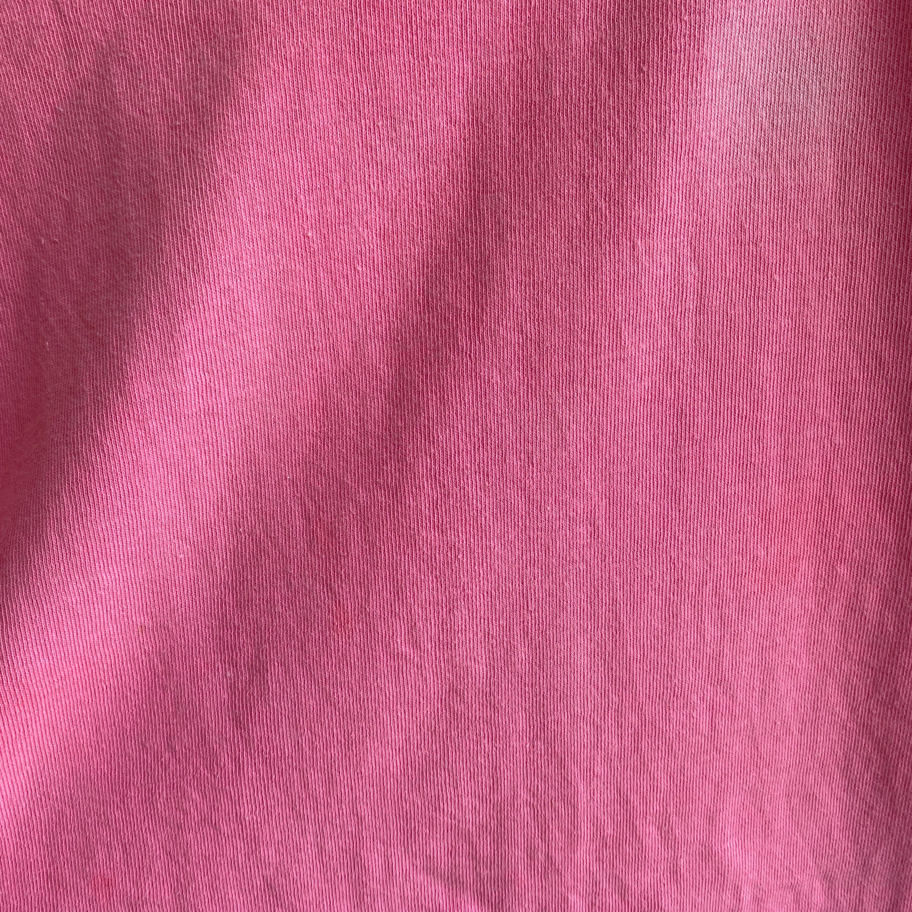 1980/90s Heavy Cotton HOT faded Pink Blank T-Shirt