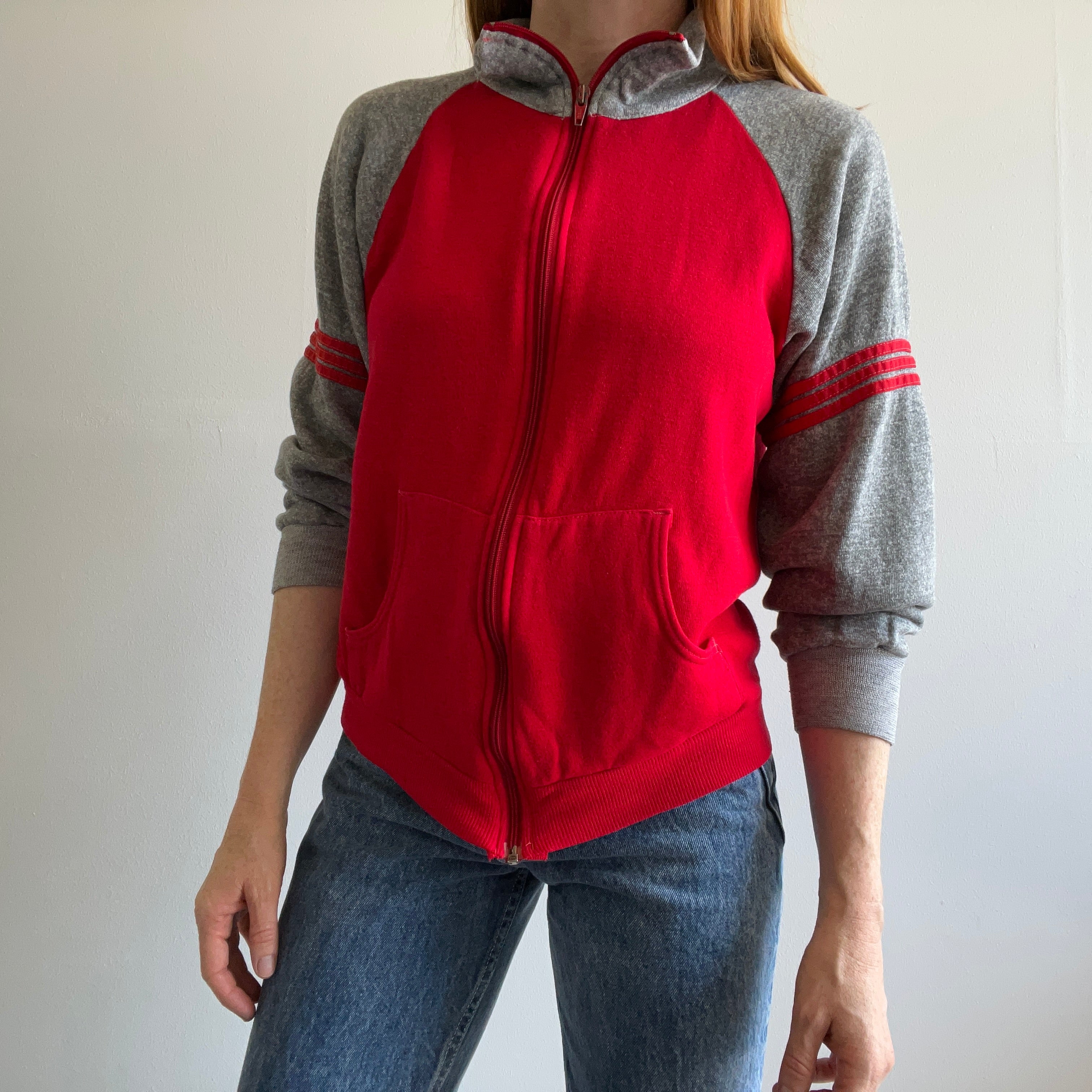 GG 1970s Triple Stripe Baseball Zip Up par Warm Up