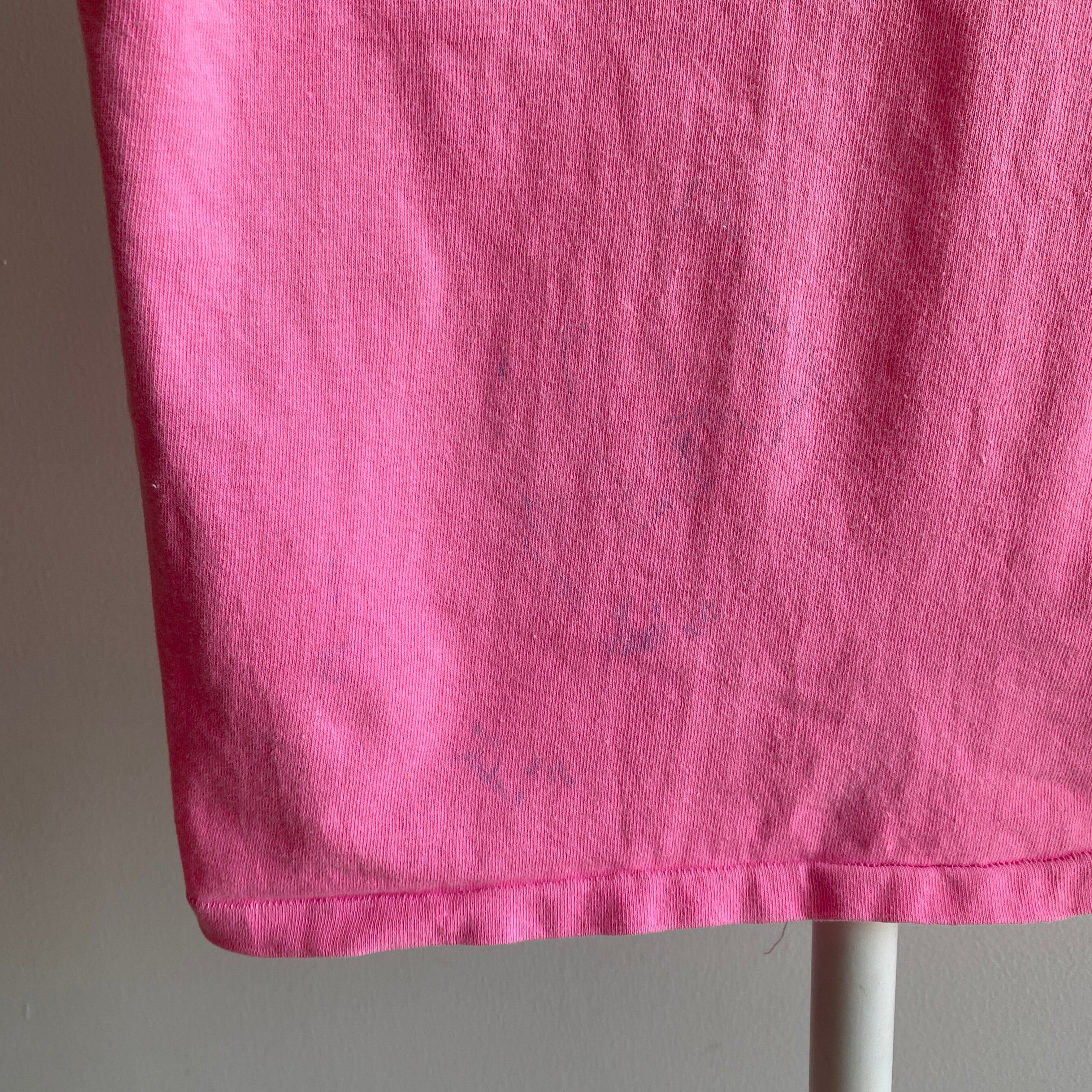Hot Pink T Shirt 80s Plain T-shirt Solid Color Single Stitch -  Sweden