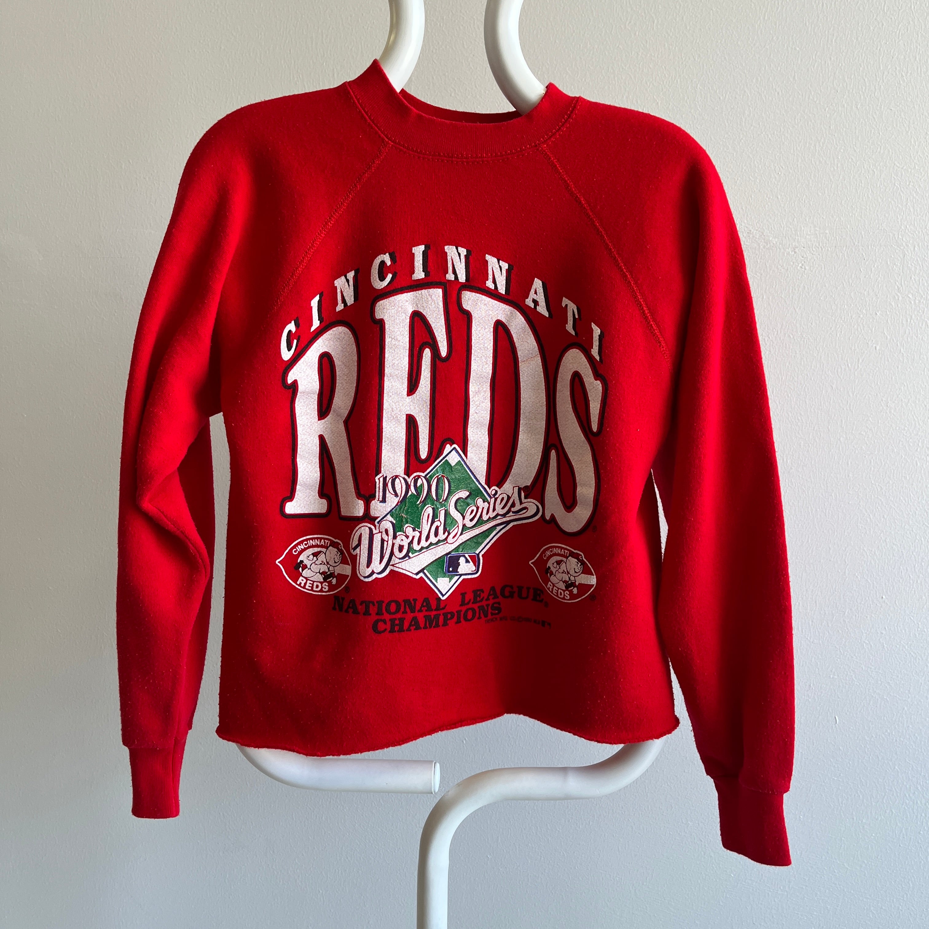 1990 World Series Cincinnati Reds DIY Cropped Sweatshirt – Red