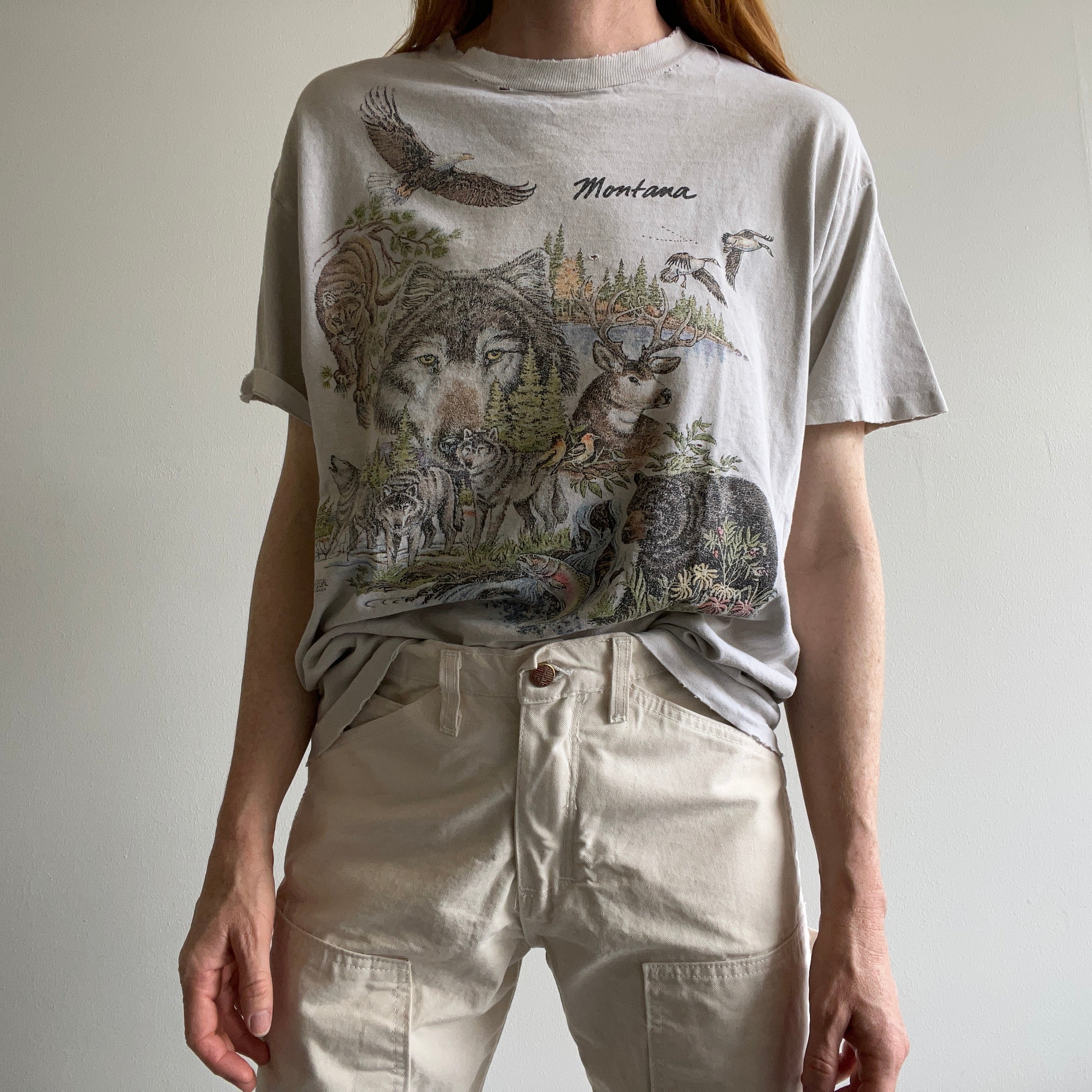 1995 DESTROYED SOFT THRASHED Montana Animal T-Shirt - SWOON