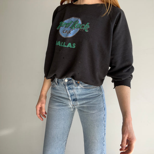 1980s Utterly Thrashed Cut Neck Hard Rock, Dallas Sweatshirt