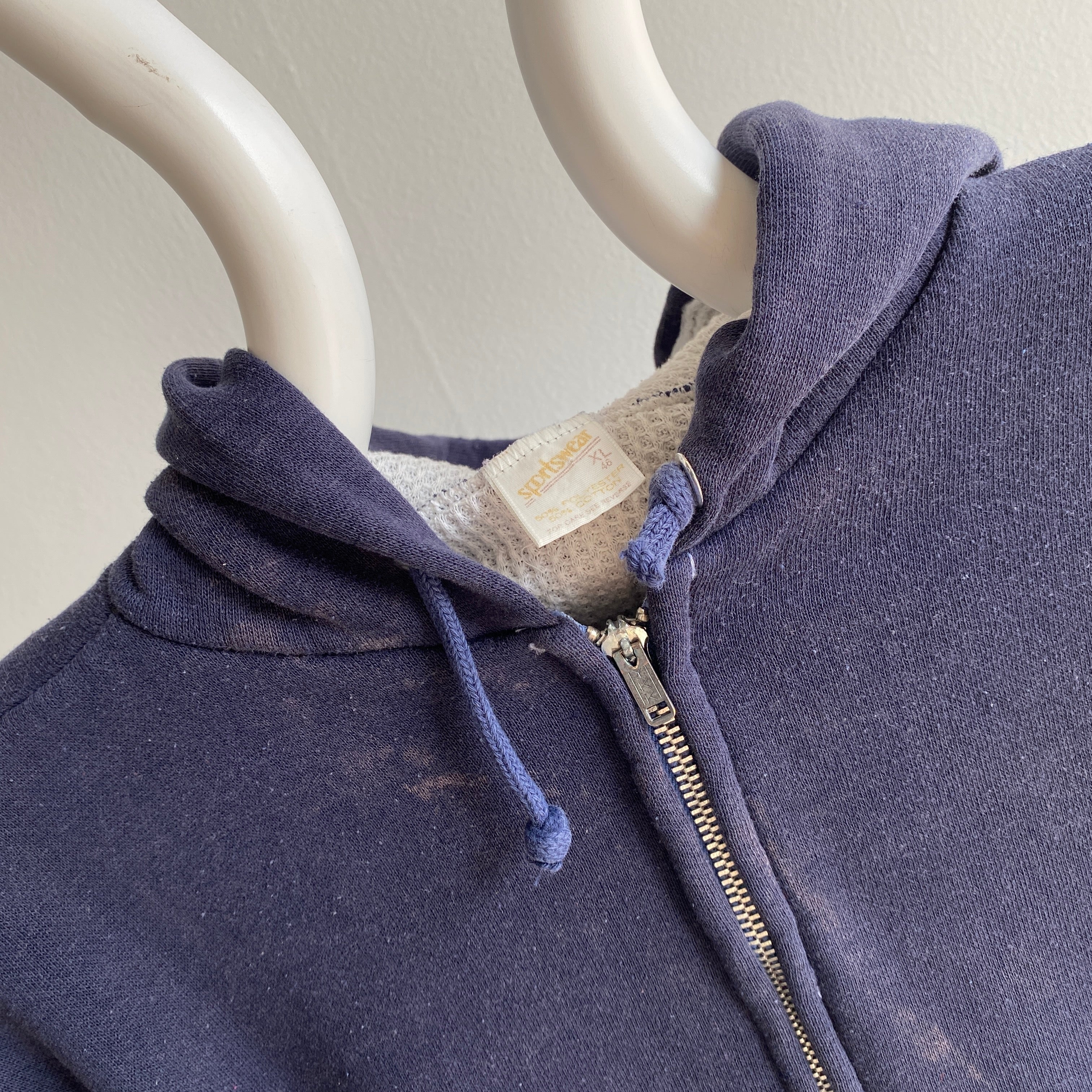 1970/80s Insulated Zip Up Hoodie by Sportswear - Fade Stains