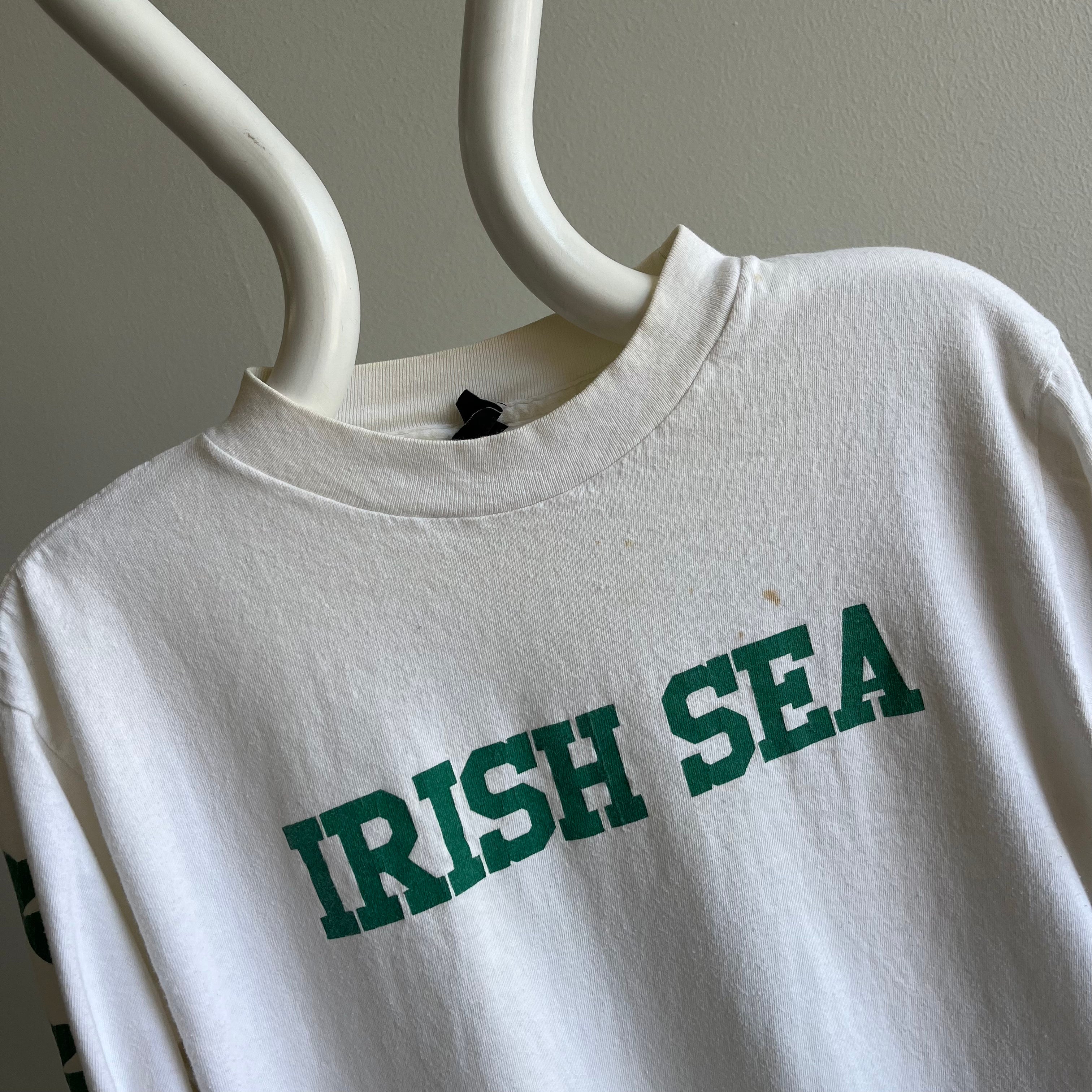 1980s Irish Sea Channel Islands Front and Back Long Sleeve T-Shirt - YES!