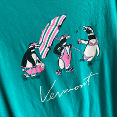 1980s Penguins in Bathing Suits Vermont Tourist T-Shirt