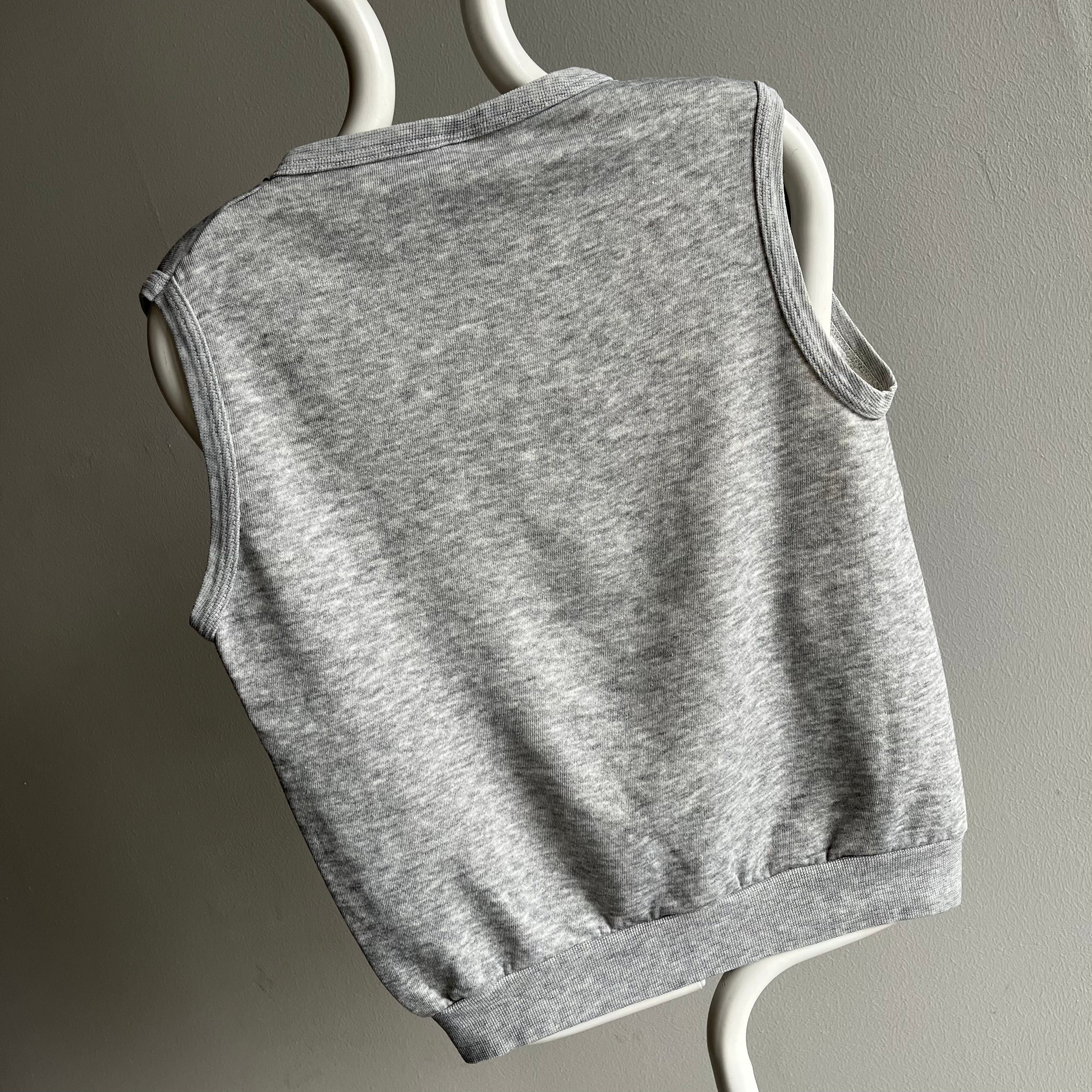 1980s Grey Bassett Walker Warm Up Sweatshirt Vest