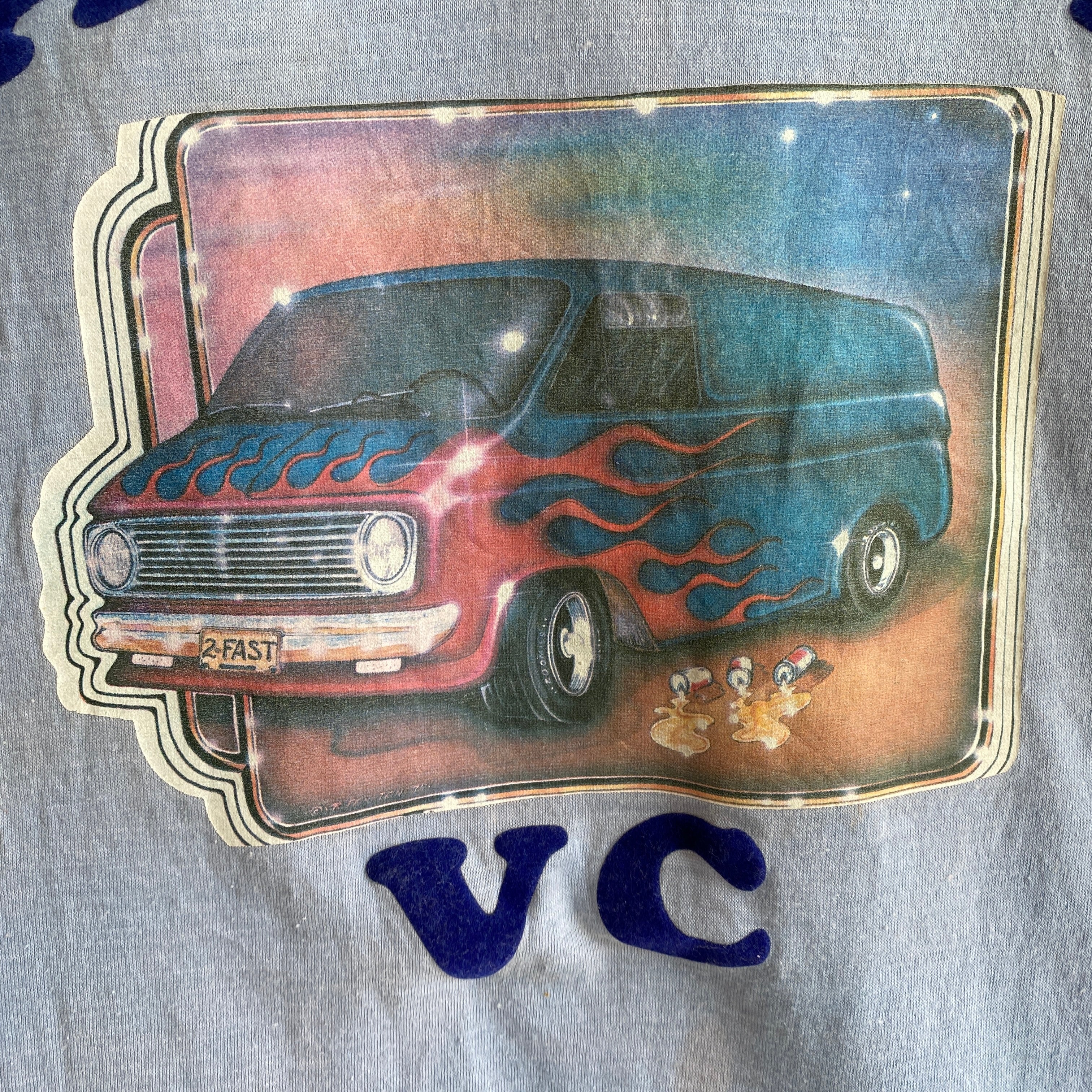 1970s DIY Stagecoach VC (Van Club?) T-shirt délavé et taché