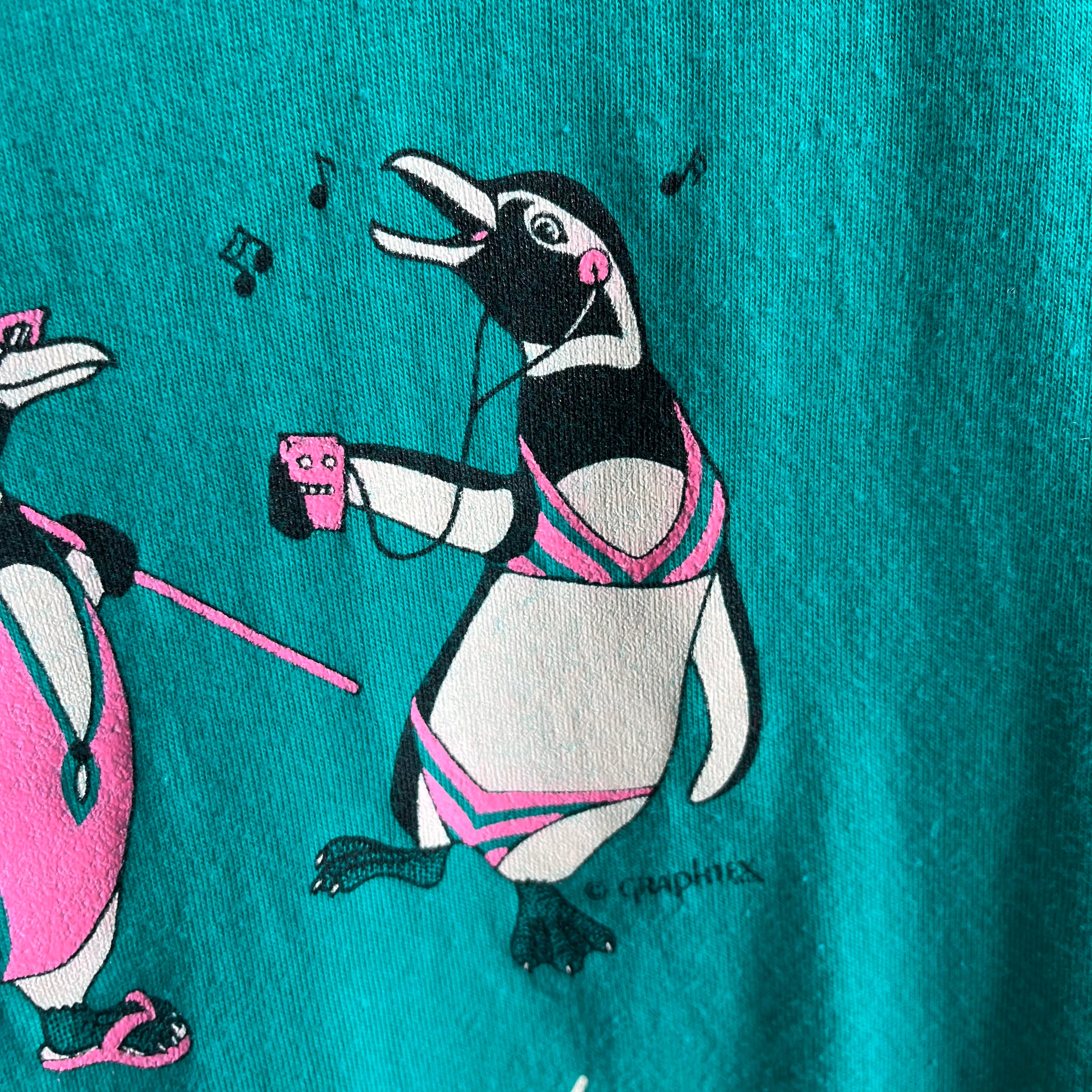 1980s Penguins in Bathing Suits Vermont Tourist T-Shirt