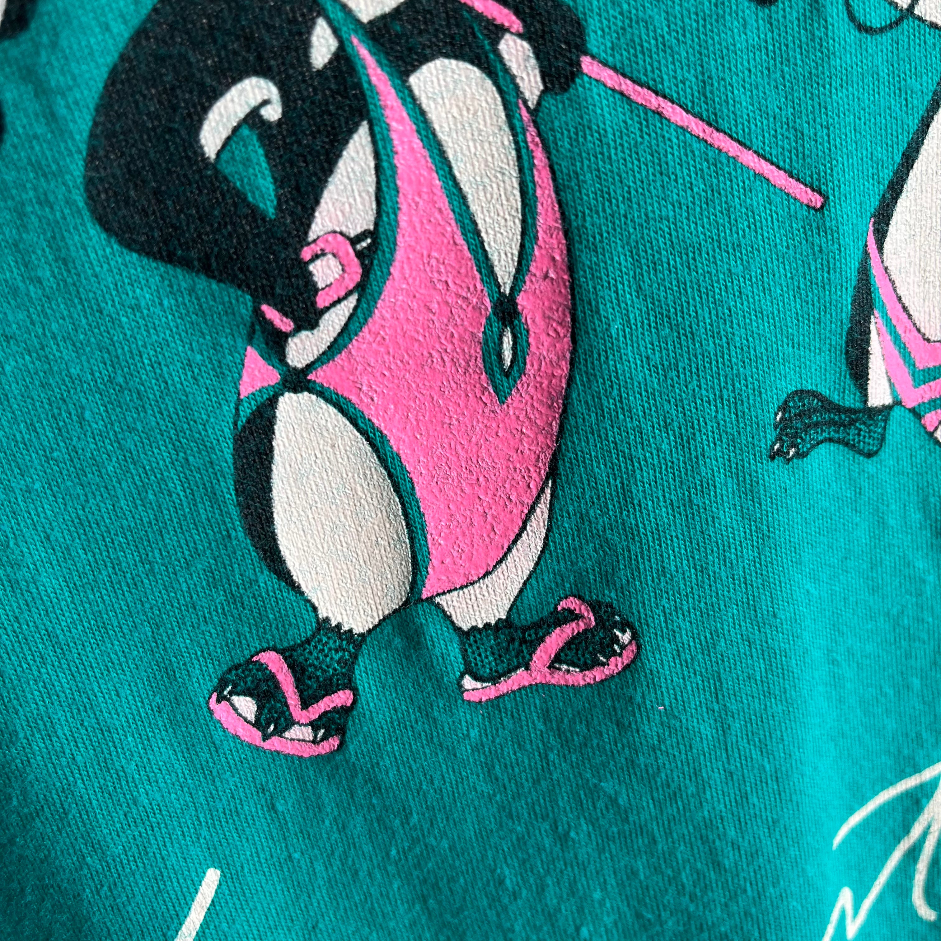 1980s Penguins in Bathing Suits Vermont Tourist T-Shirt