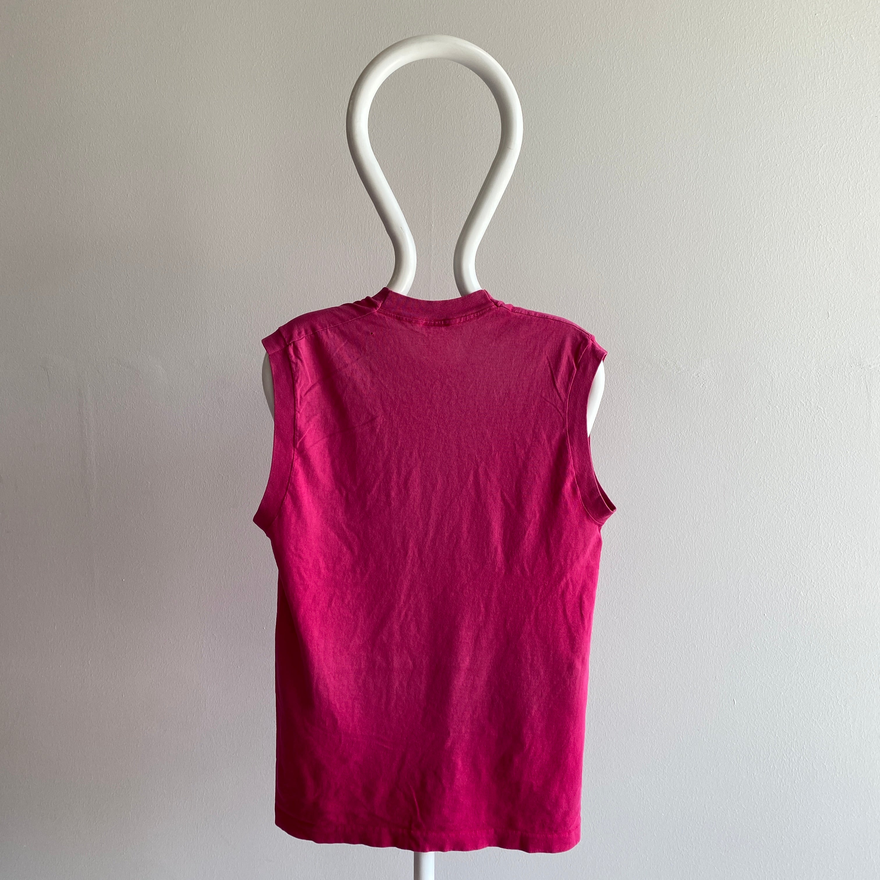 1980s Magenta Pink Muscle Tank with Pocket