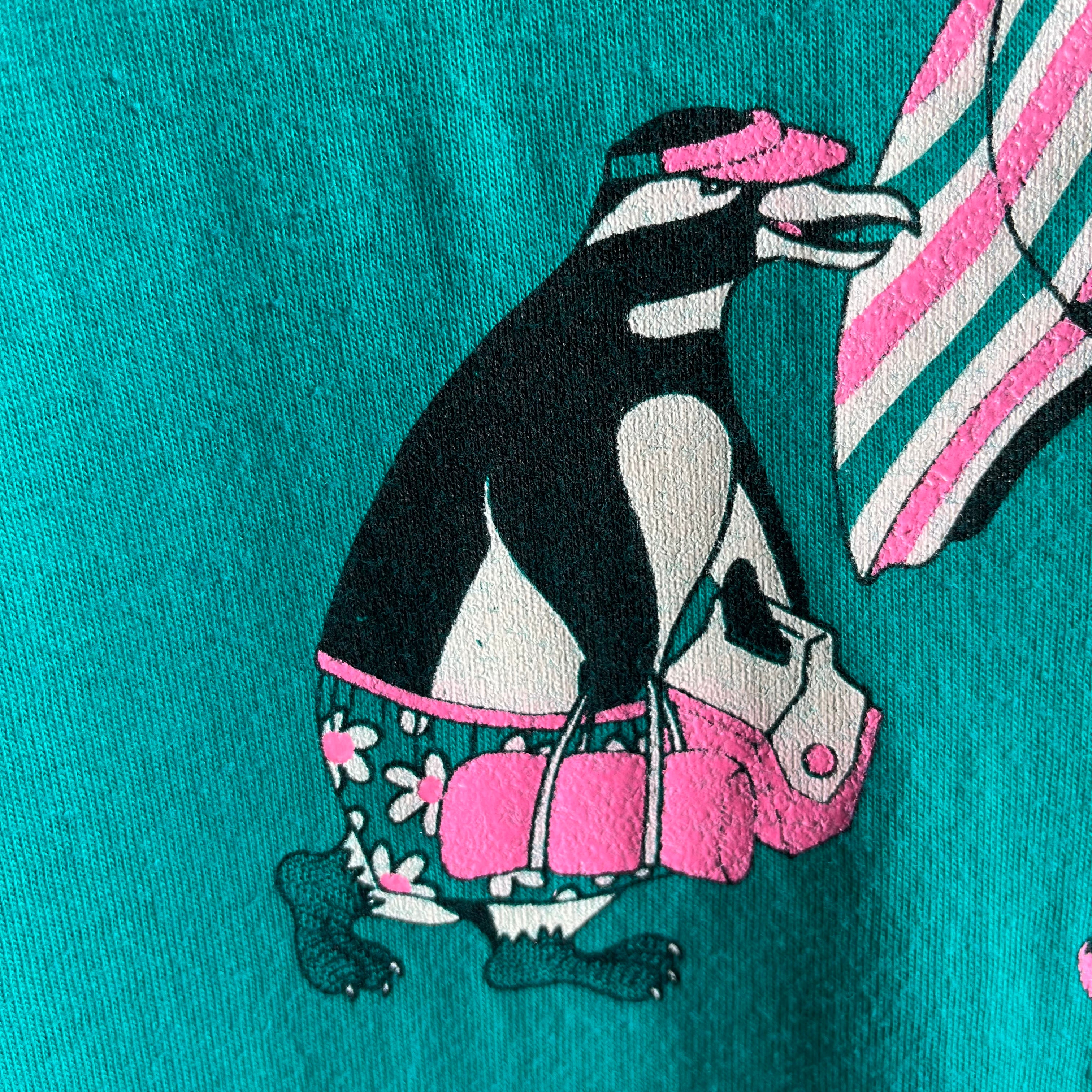 1980s Penguins in Bathing Suits Vermont Tourist T-Shirt