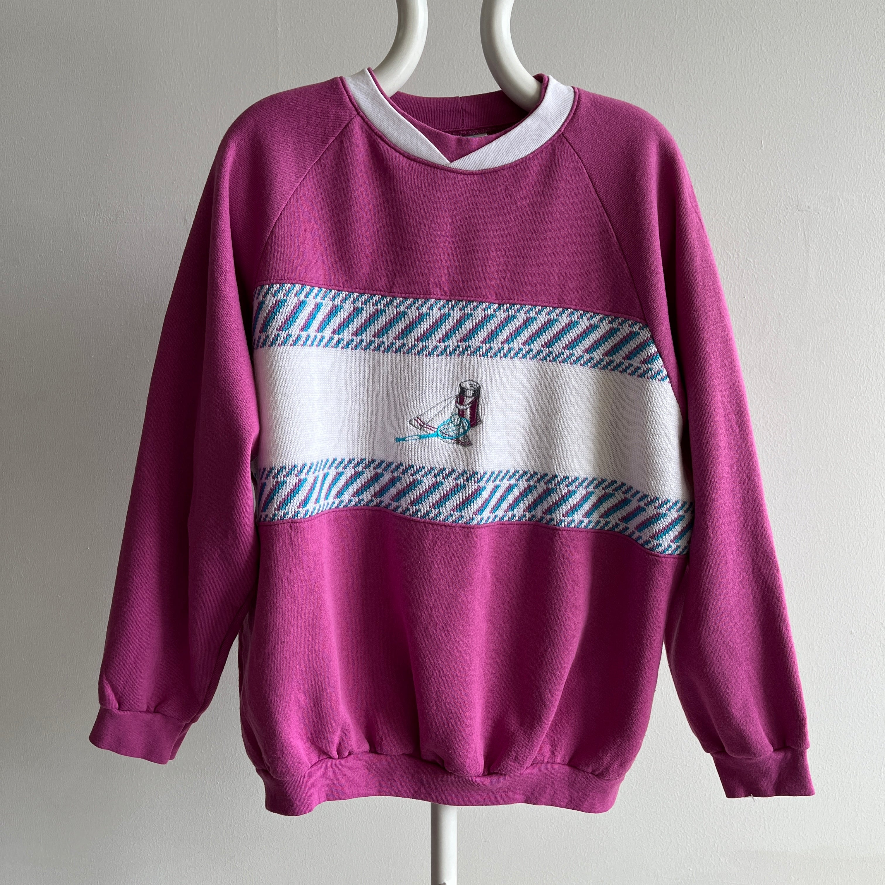 Sweat-shirt en tricot de golf à blocs de couleurs des années 1980 - WOW