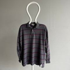 1980s USA Made L.L. Bean Super Soft Cotton Oversized Long Sleeve Polo