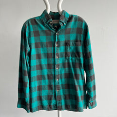 1980/90s Super Soft Green/Teal Buffalo Plaid Super Soft Cotton Flanelle