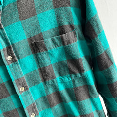 1980/90s Super Soft Green/Teal Buffalo Plaid Super Soft Cotton Flanelle